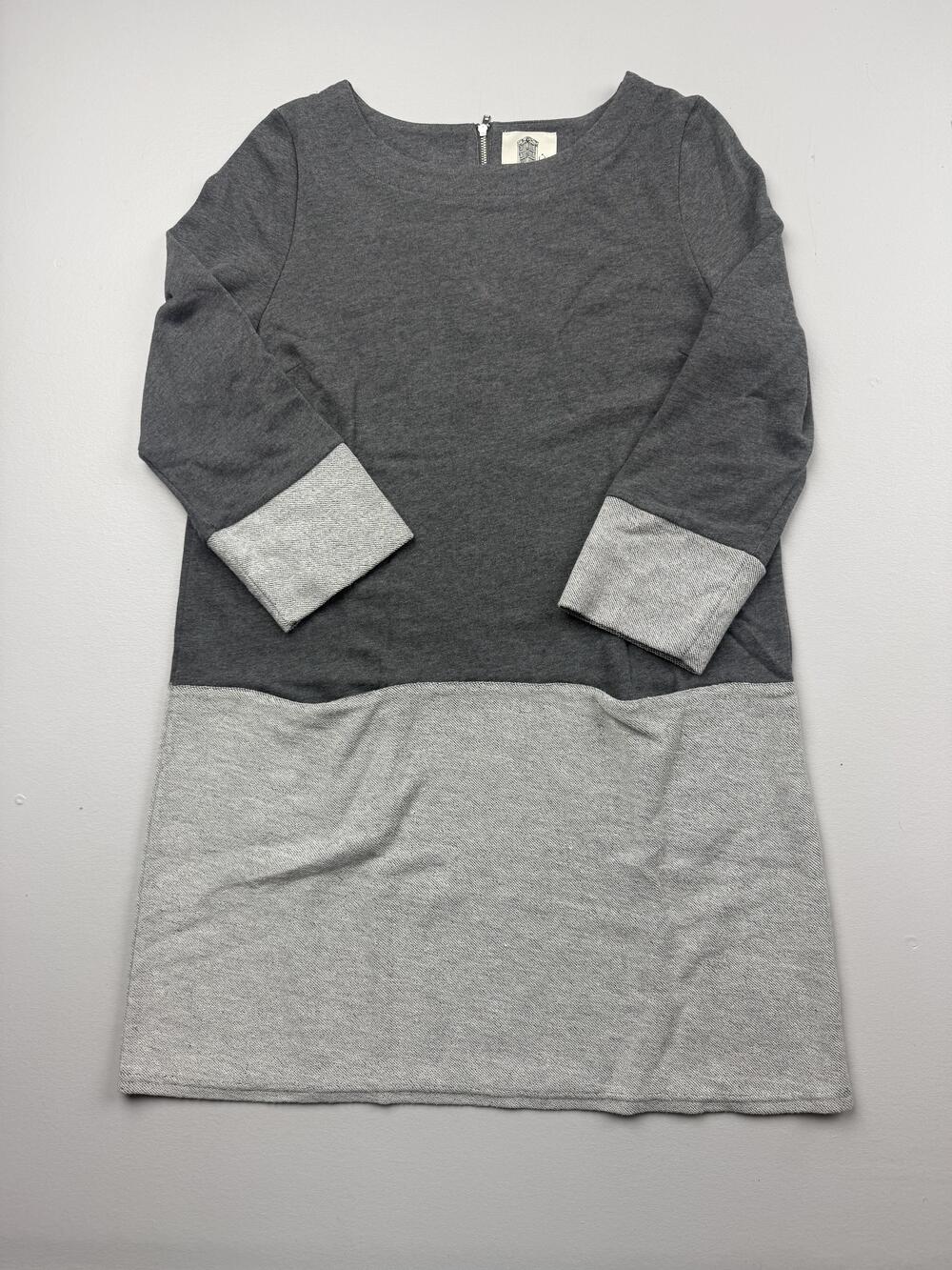 Lilie Closet Sweater Dress Womens Small Gray Colorblock Knit 3/4 Sleeve Shift